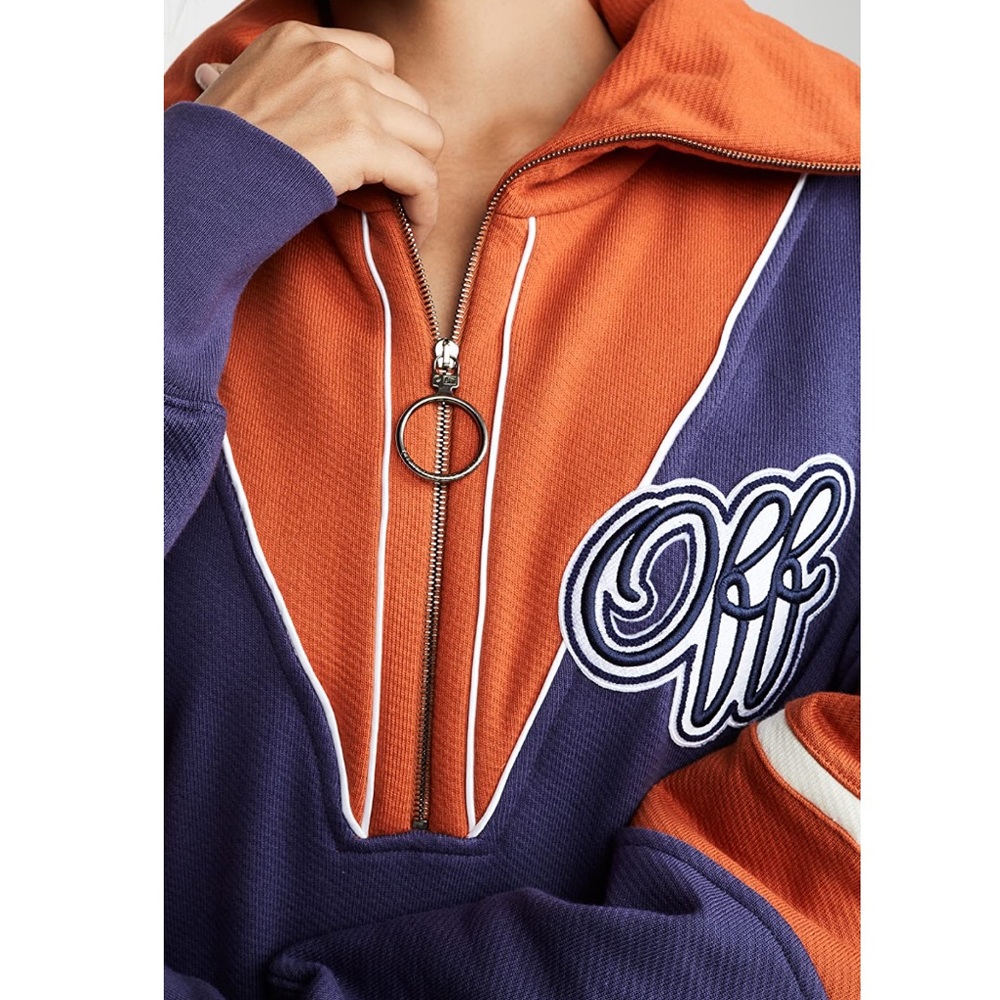 Off White Intarsia Crop Sweatshirt